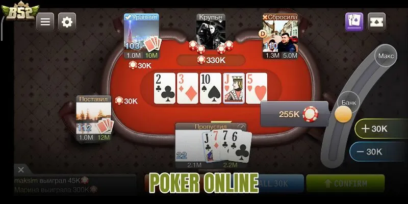 Giao diện chơi poker online hấp dẫn trên nền tảng trực tuyến